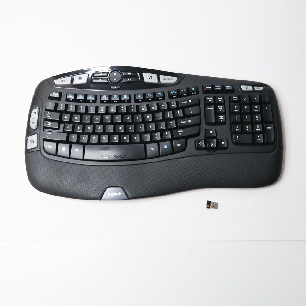 Logitech K350 Wireless Ergonomic Wave Keyboard Black Y-R0053 with USB Receiver
